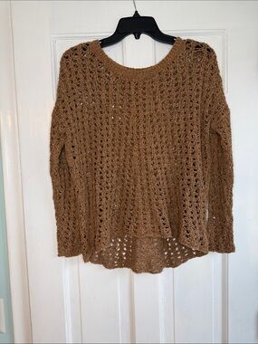American Eagle Outfitters Open-Knit Tan Sweater